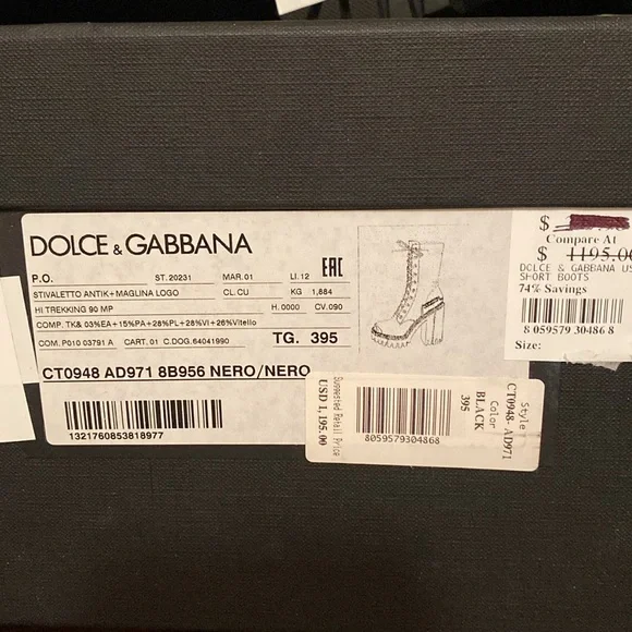 BNWT DESIGNER DOLCE & GABBANA STIVALETTO ANTIK + MAGLINA LOGO BOOT, NERO COLOR - Picture 13 of 13